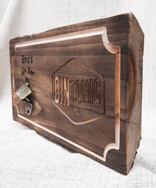 Gepersonaliseerde Teak-plank Gin Bar + Tonic-aftrekker