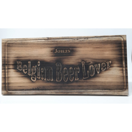 Gepersonaliseerde Teak-plank "Belgian Beer Lover"