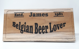 Gepersonaliseerde Teak-plank "Belgian Beer Lover"