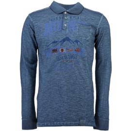 Longsleeve Polo Geographical Norway Kosstone Heren Blue