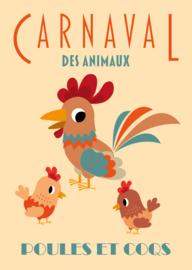 Poster A3 - Carnaval des Animaux, poules et coqs