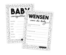 Babyshower invulkaartjes - Zwart/wit 10 stuks