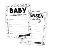 Babyshower invulkaartjes - Zwart/wit 10 stuks