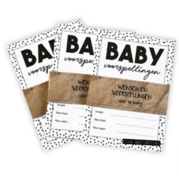 Babyshower invulkaartjes - Zwart/wit 10 stuks