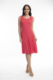 Jurk Essentials Dress Godet Sleeve - Red (Orientique)