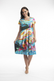 Jurk Printed Cotton Dress Bubble Knit - Sorrento (Orientique)