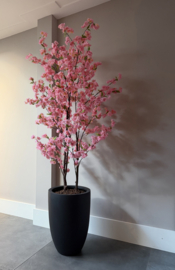 Kunst bloesemboom roze in pot Ben zwart