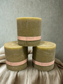 Luxe stompkaars olijfgroen (3 stuks)