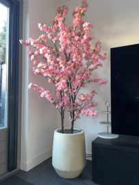 Kunst Bloesemboom in stijlvolle Mineral Harrith pot beige