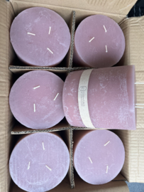 Doos 6 stuks stompkaarsen oud roze