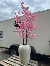 Kunst Bloesemboom in stijlvolle Mineral Travertine Pot