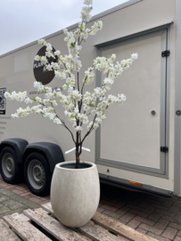 Kunst bloesemboom in Mineral Haily pot beige