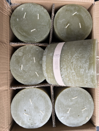 Doos 6 stuks stompkaarsen olijfgroen