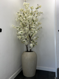 Kunst Bloesemboom in stijlvolle Mineral Travertine Pot