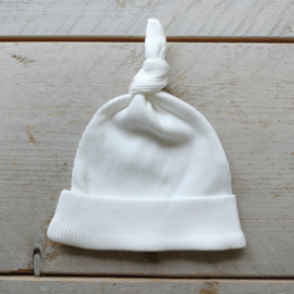 Knoopmutsje| rib ecru/offwhite