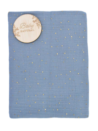 Hydrofiele swaddle Blue Gold Dots