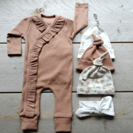 Knoopmutsje | rib peach