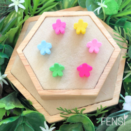 FENSI - mini haarklem - flower - rainbow - set van 6