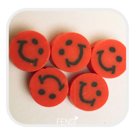 Polymeer kralen - smileys - rood - 5 stuks