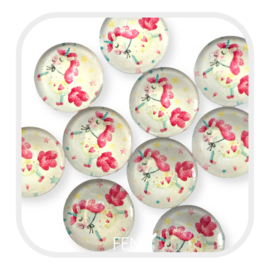 Cabochons 12 mm - cute eenhoorntje - 4 stuks