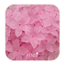 Acryl kralenkap bloem licht roze - per 4 stuks
