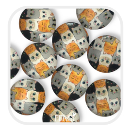 Cabochons 12 mm - katjes - 6 stuks