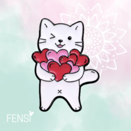 Emaille pins - katten liefde - per stuk