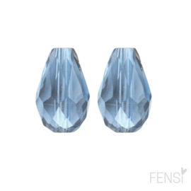 Facet kralen - teardrop 15x8mm -  blue -  2 stuks