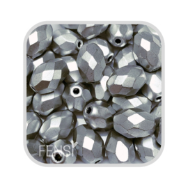 FP Oval Facet - metallic suede silver - 10 stuks