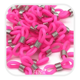 Brillenkoord connectors - hotpink/zilver - per paar