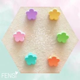 Mini haarklem - bloem pastel rainbow - set van 6