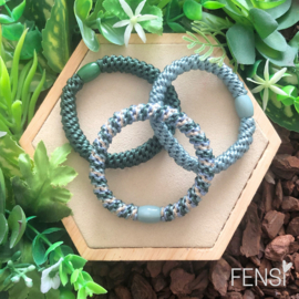 FENSI - haarelastiek armbandje - mix twist groen - set van 3