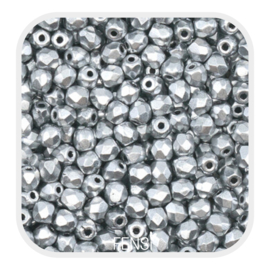 Fire polished 3mm - Aluminum silver - 25 stuks