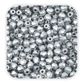 Fire polished 4mm - aluminum silver - 25 stuks