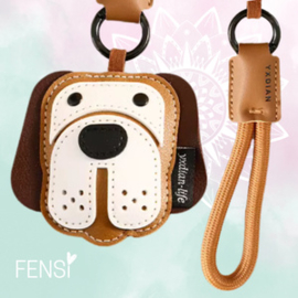 Tashanger - hond bruin PU leer - per stuk