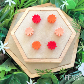 FENSI - mini haarklem - daisy - oranje rood zalm - set van 6