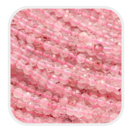 Edelsteen kralen per streng - strawberry quartz -  ca. 3 mm 