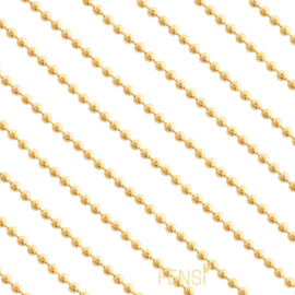 Stainless steel ball chain 1.4 mm - goud - 1 meter incl 2 slotjes