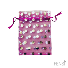 Organza cadeauzakje - donker roze- 12x9 cm - per stuk