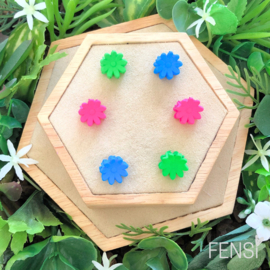 FENSI - mini haarklem - daisy - blauw groen roze - set van 6