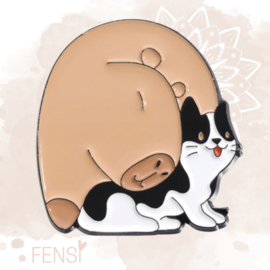 Emaille pins - capybara met kat - per stuk
