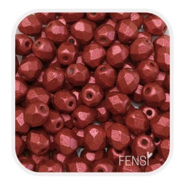 Fire polished 4mm - lava red - 25 stuks