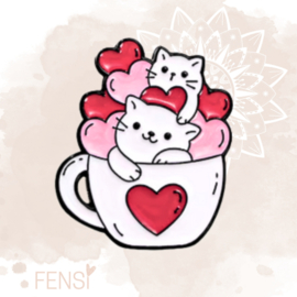 Emaille pins - katten kopje - per stuk