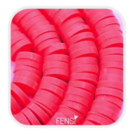 Katsuki polymeer disc kralen 6mm - neon roze