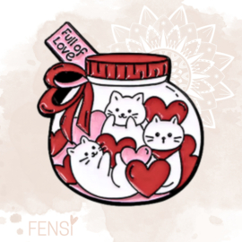 Emaille pins - katten potje - per stuk