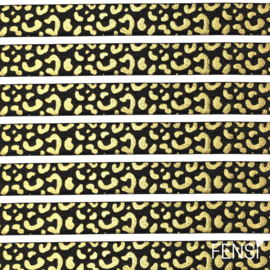 Ibiza lint elastisch - zwart cheetah - 80cm