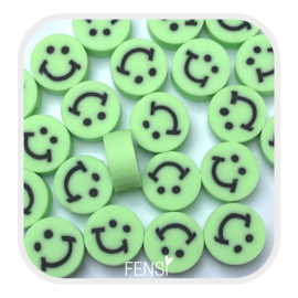 Polymeer kralen - smileys - licht neon groen - 5 stuks