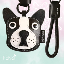 Tashanger - bulldog zwart PU leer - per stuk