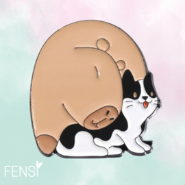 Emaille pins - capybara met kat - per stuk
