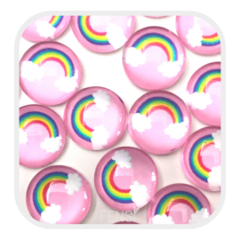 Cabochons 12 mm - regenboog roze - 4 stuks